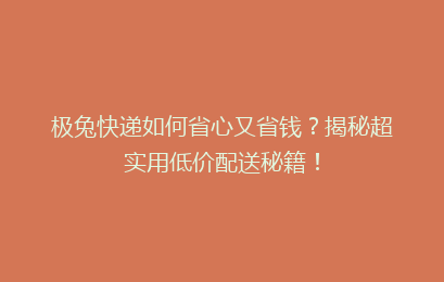 极兔快递如何省心又省钱？揭秘超实用低价配送秘籍！