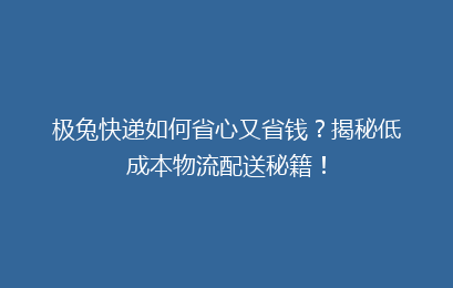 极兔快递如何省心又省钱？揭秘低成本物流配送秘籍！
