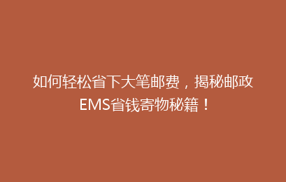 如何轻松省下大笔邮费，揭秘邮政EMS省钱寄物秘籍！
