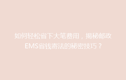 如何轻松省下大笔费用，揭秘邮政EMS省钱寄法的秘密技巧？