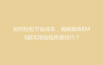 如何轻松节省成本,揭秘邮政EMS超实用省钱寄递技巧?