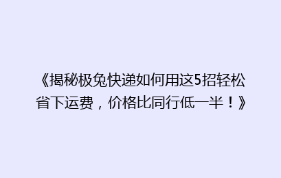 《揭秘极兔快递如何用这5招轻松省下运费，价格比同行低一半！》