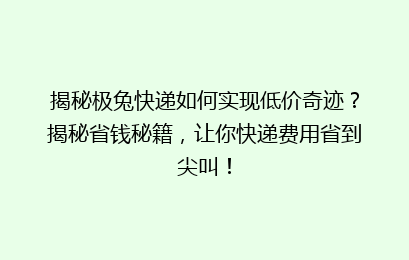 揭秘极兔快递如何实现低价奇迹？揭秘省钱秘籍，让你快递费用省到尖叫！