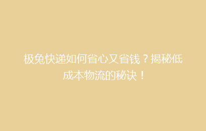 极兔快递如何省心又省钱?揭秘低成本物流的秘诀!